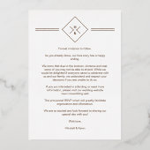 Invitation En Aluminium Élégantes Initiales Mariage Marron Doré Photo (Verso)