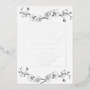 Invitation En Aluminium Élégantes Orchidées Blanches Mariage Romantique