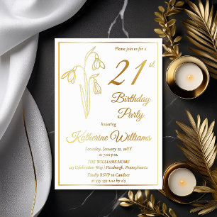 Invitation En Aluminium Elegantes perce-neige 21e anniversaire tamponné
