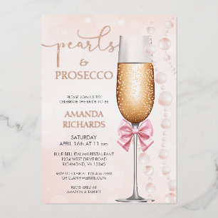 Invitation En Aluminium Élégantes Perles et Prosecco pour Enterrement de V