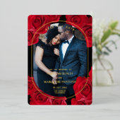 Invitation En Aluminium Élégantes Roses et Photo Aluminium "Save The Date" (Debout devant)