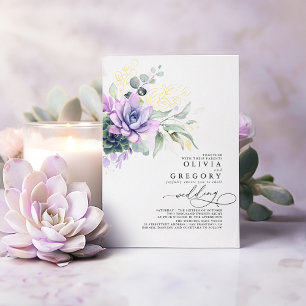 Invitation En Aluminium Élégantes Succulentes Romantiques Mariage Vert Dor