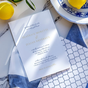Invitation En Aluminium Élégantes Tuiles Italiennes Mariage Bleu & Or