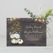 Invitation En Aluminium Élégants Citrouilles de fleurs blanches tombent da (Debout devant)