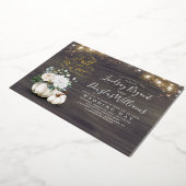 Invitation En Aluminium Élégants Citrouilles de fleurs blanches tombent da (Rotation)