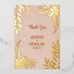 Invitation En Aluminium Élégants Fleurs et Feuilles Ornements pour Mariage
