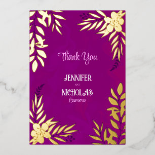 Invitation En Aluminium Élégants Fleurs et Feuilles Ornements pour Mariage