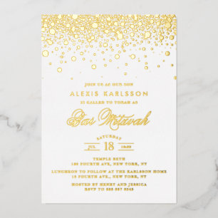 Invitation En Aluminium Élégants points de confettis en feuille d'or Bar M