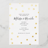 Invitation En Aluminium Élégants points de mariage en or (Recto)
