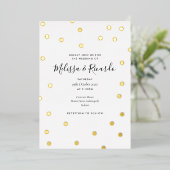 Invitation En Aluminium Élégants points de mariage en or (Debout devant)