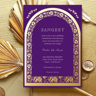 Invitation En Aluminium Élément de l'éléphant et fleur de lotus Sangeet in