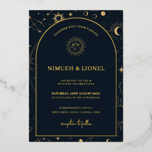 Invitation En Aluminium Éléments mystiques célestes Starsignes Mariage Foi