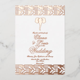 Invitation En Aluminium Éléphant en or rose africain mariage pressé