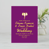 Invitation En Aluminium Eléphant Violet Mariage ethnique Pressé (Debout devant)