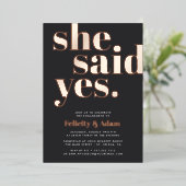 Invitation En Aluminium Elle A Dit Oui | Partie d'engagement (Debout devant)