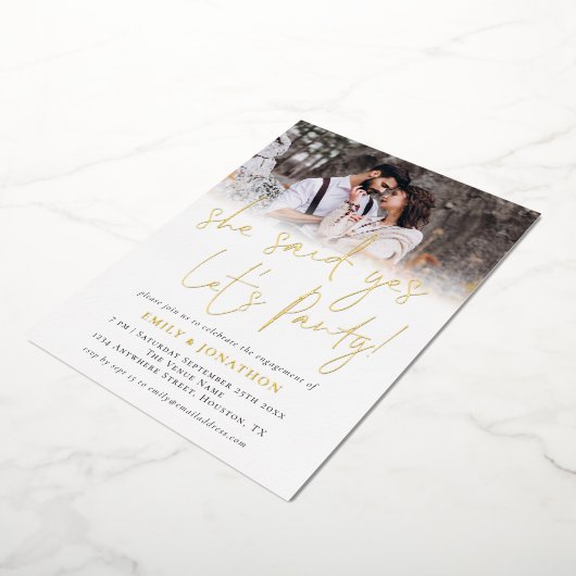 Invitation En Aluminium Elle A Dit Oui Photo Superposition Partie Engageme (Rotation)