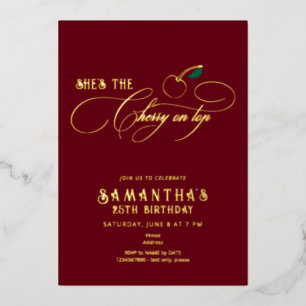 Invitation En Aluminium Elle est la cerise sur le dessus Script minimalist