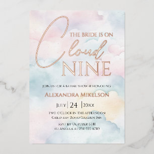 Invitation En Aluminium Elle est sur le nuage 9 Rose Gold Elegant Fête des