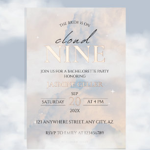 Invitation En Aluminium Elle est sur le nuage 9 Rose Gold Elegant Fête des