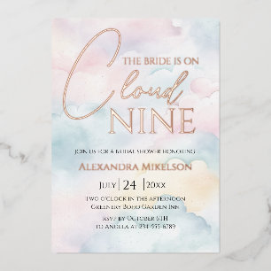 Invitation En Aluminium Elle est sur un nuage 9 Rose Gold Élégant Baby Sho