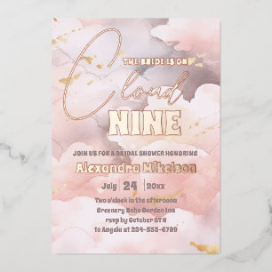 Invitation En Aluminium Elle est sur un nuage 9 Rose Gold Élégant Baby Sho