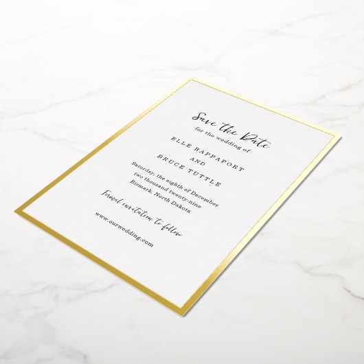 Invitation En Aluminium Elle Simple mariage moderne Enregistrer la date (Rotation)