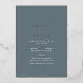 Invitation En Aluminium EMELIA Bleu foncé Mariage simple Boho (Recto)