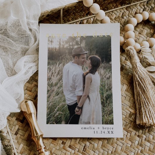 Invitation En Aluminium EMELIA Gold Foil Boho Mariage simple Enregistrer l