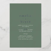 Invitation En Aluminium EMELIA Sage Green Silver Foil Mariage moderne (Recto)