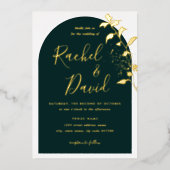 Invitation En Aluminium Emeral Green Mariage d'arche fleurie or (Recto)