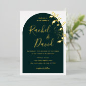 Invitation En Aluminium Emeral Green Mariage d'arche fleurie or (Debout devant)