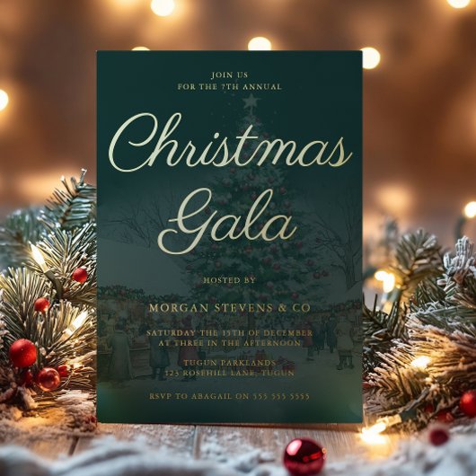 Invitation En Aluminium Emerald Corporate Christmas Gala Party Gold