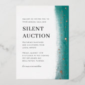 Invitation En Aluminium Emerald Elegant Brush Stroke Gala & Silent Auction (Recto)