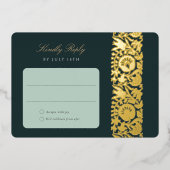 Invitation En Aluminium Emerald Floral RSVP Card (Recto)