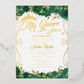 Invitation En Aluminium Emerald Floral Scroll Mis Quince Quinceanera (Recto)
