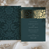 Invitation En Aluminium Emerald Gold Floral Mariage