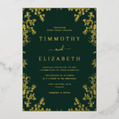 Invitation En Aluminium Emerald Gold Floral Mariage élégant (Recto)