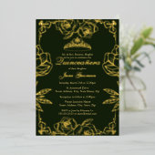 Invitation En Aluminium Emerald Gold Rose Garden Quinceanera (Debout devant)