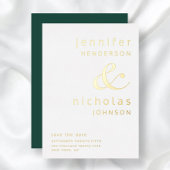 Invitation En Aluminium Emerald Green Ampersand Wedding Save The Date Gold