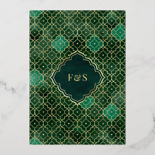 Invitation En Aluminium Emerald Green Arch Mariage musulman or (Verso)