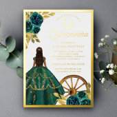 Invitation En Aluminium Emerald Green Charro Robe Florale Quinceanera Or