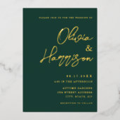Invitation En Aluminium Emerald Green Elegant Script Mariage (Recto)