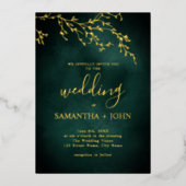 Invitation En Aluminium Emerald Green et Gold Botanical Mariage élégant (Recto)