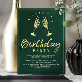 Invitation En Aluminium Emerald Green et Gold Champagne fête d'anniversair