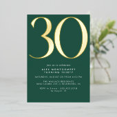 Invitation En Aluminium Emerald Green & Gold | 30e anniversaire contempora (Debout devant)