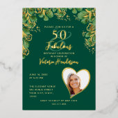 Invitation En Aluminium Emerald Green & Gold 50 & Fabuleux anniversaire (Recto)