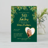 Invitation En Aluminium Emerald Green & Gold 50 & Fabuleux anniversaire (Debout devant)