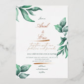 Invitation En Aluminium Emerald Green & Gold Eucalyptus Mariage (Recto)