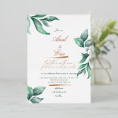 Invitation En Aluminium Emerald Green & Gold Eucalyptus Mariage (Debout devant)