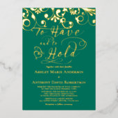 Invitation En Aluminium Emerald Green Gold Foil Pour Avoir À Tenir Mariage (Recto)